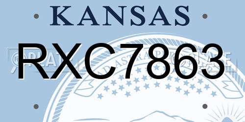RXC7863 Kansas License Plate