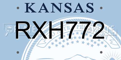 RXH772 Kansas License Plate