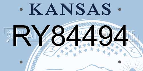 RY84494 Kansas License Plate