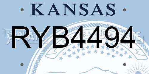 RYB4494 Kansas License Plate