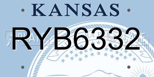 RYB6332 Kansas License Plate