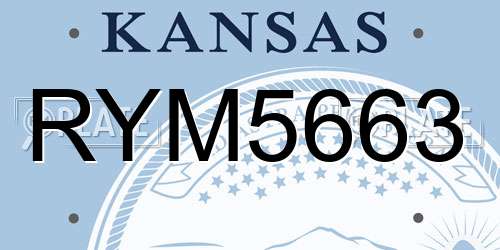 RYM5663 Kansas License Plate