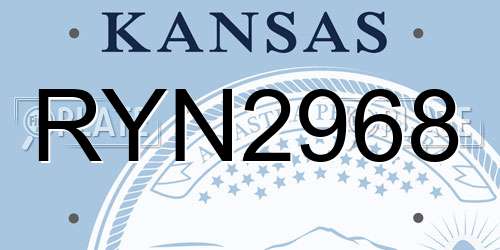 RYN2968 Kansas License Plate