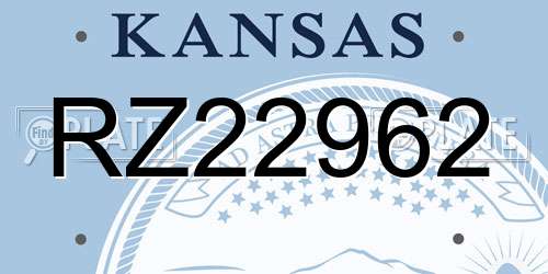 RZ22962 Kansas License Plate