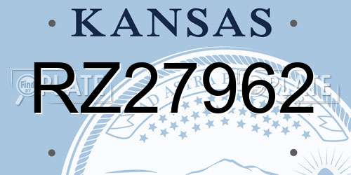 RZ27962 Kansas License Plate