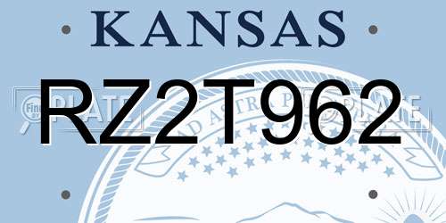RZ2T962 Kansas License Plate