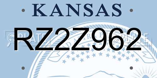 RZ2Z962 Kansas License Plate