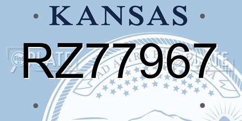 RZ77967 Kansas License Plate