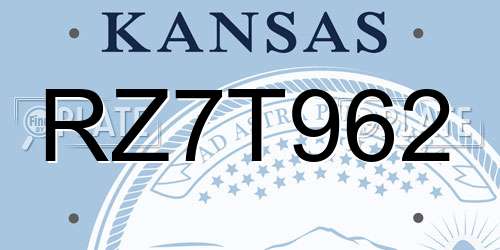 RZ7T962 Kansas License Plate