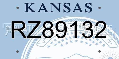 RZ89132 Kansas License Plate