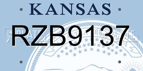 RZB9137 Kansas License Plate