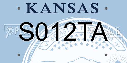 S012TA Kansas License Plate