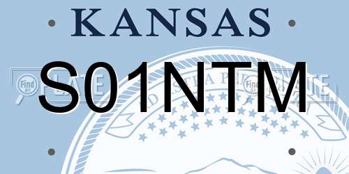 S01NTM Kansas License Plate