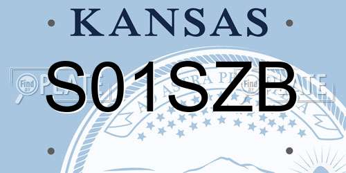 S01SZB Kansas License Plate