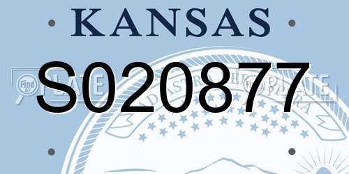 S020877 Kansas License Plate