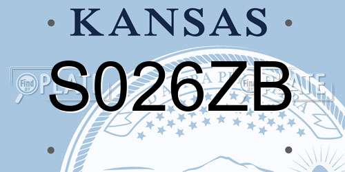 S026ZB Kansas License Plate