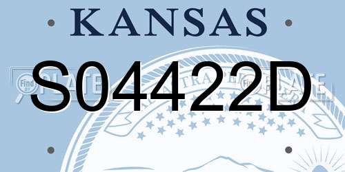 S04422D Kansas License Plate