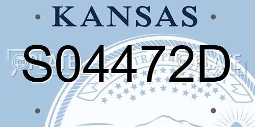 S04472D Kansas License Plate
