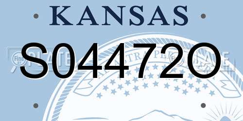 S04472O Kansas License Plate