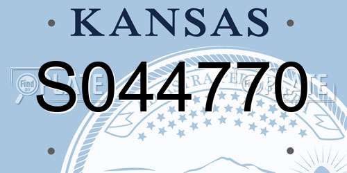 S044770 Kansas License Plate