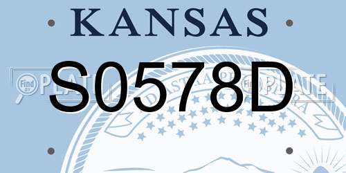 S0578D Kansas License Plate