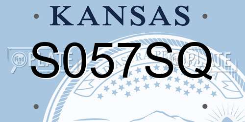 S057SQ Kansas License Plate