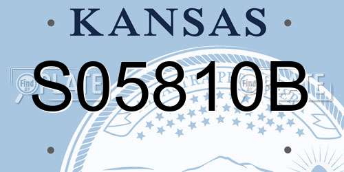 S05810B Kansas License Plate