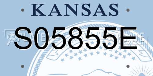 S05855E Kansas License Plate