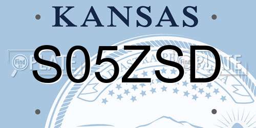 S05ZSD Kansas License Plate