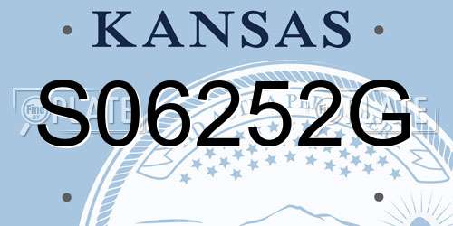 S06252G Kansas License Plate