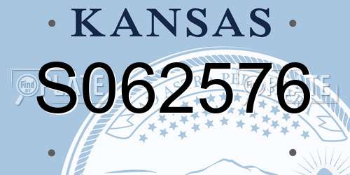 S062576 Kansas License Plate