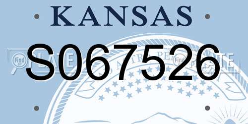 S067526 Kansas License Plate