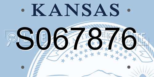S067876 Kansas License Plate