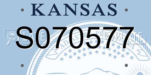 S070577 Kansas License Plate