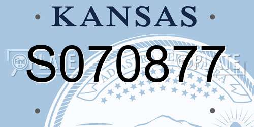 S070877 Kansas License Plate