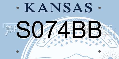 S074BB Kansas License Plate
