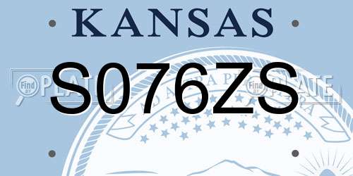 S076ZS Kansas License Plate