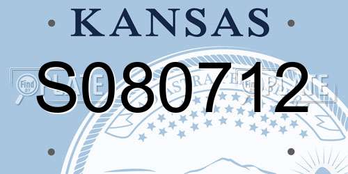 S080712 Kansas License Plate