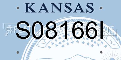 S08166I Kansas License Plate