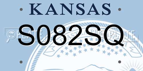 S082SQ Kansas License Plate