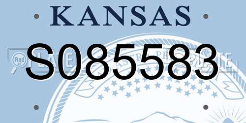 S085583 Kansas License Plate