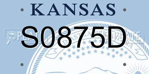 S0875D Kansas License Plate