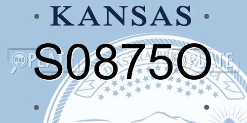 S0875O Kansas License Plate