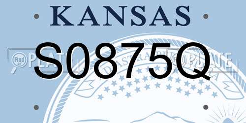 S0875Q Kansas License Plate