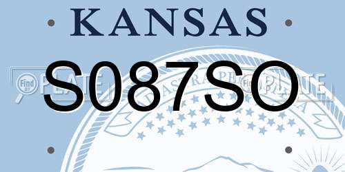 S087SO Kansas License Plate