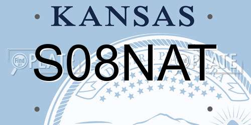 S08NAT Kansas License Plate