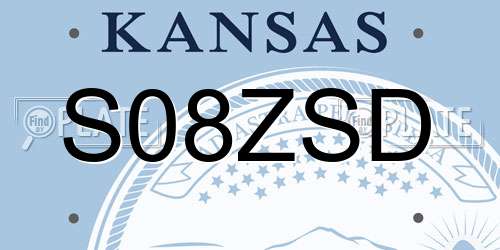 S08ZSD Kansas License Plate
