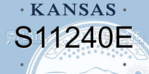 S11240E Kansas License Plate