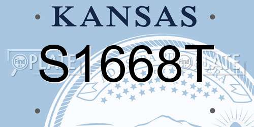 S1668T Kansas License Plate