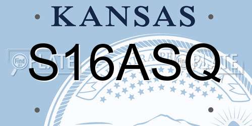 S16ASQ Kansas License Plate